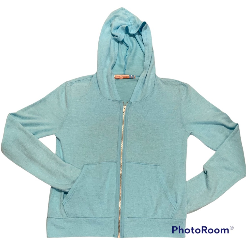 Girls M 10 Vintage Havana zip up hooded lightweight sweatshirt smiley face - Picture 2 of 4